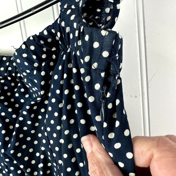 Lulu's Navy Blue Polka Dot Maxi Dress off the shoulder size XS - Picture 3 of 5